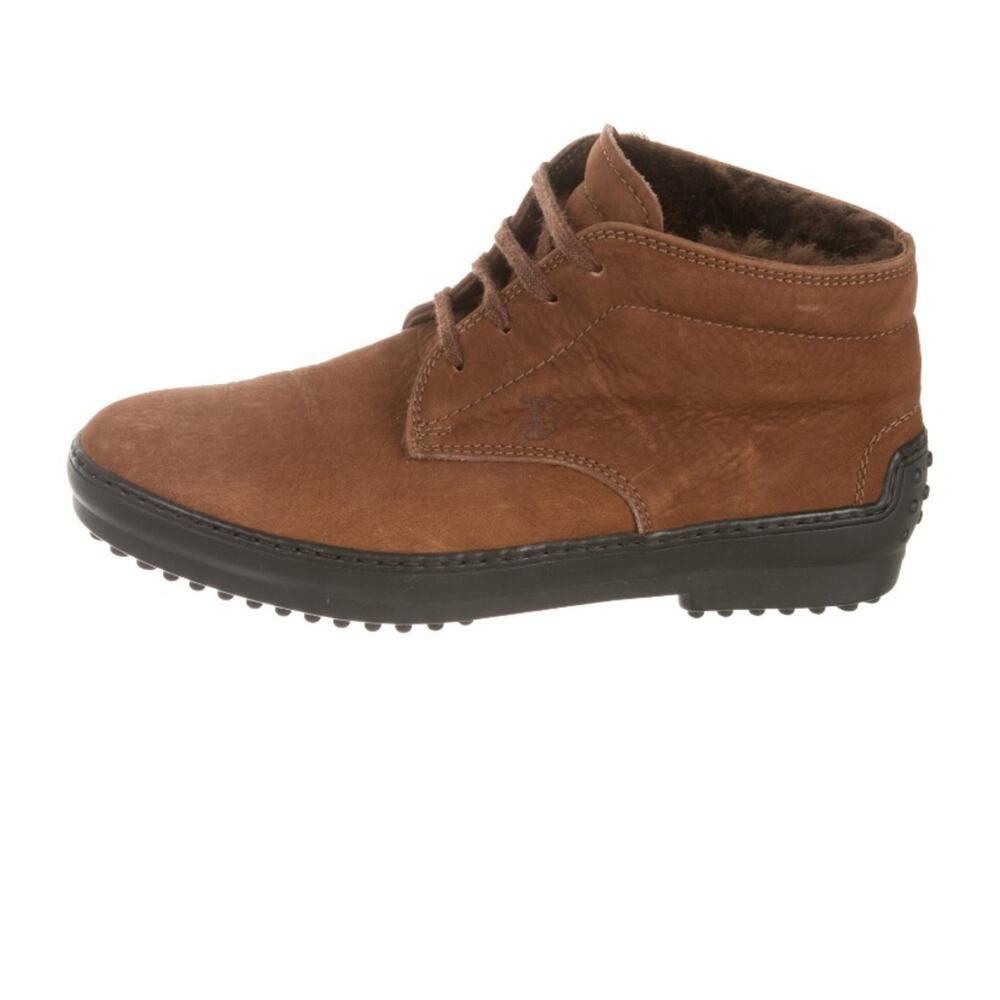 Tod’s suede brown flat lace up boots sz 8.5